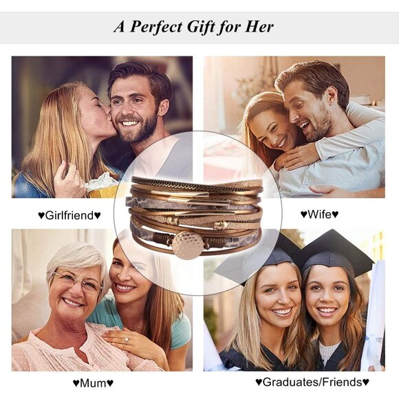 Fashionable Leather Bracelet for Women with Gold Tube - Perfect for Any Occasion - Picture 7 of 7